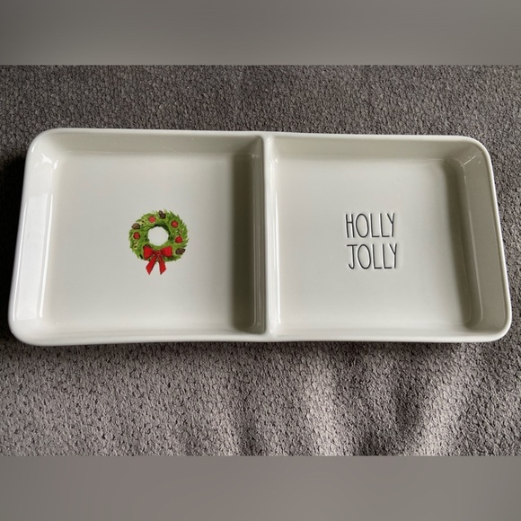 Rae Dunn Other - New Rae Dunn Holly Jolly Tray Christmas Serving Tray Platter Holiday Home Decor